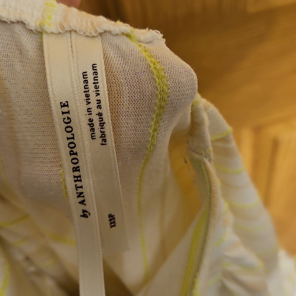 Anthropologie Light Yellow Striped Tiered Maxi Dress SZ. XXSP - Picture 6 of 7